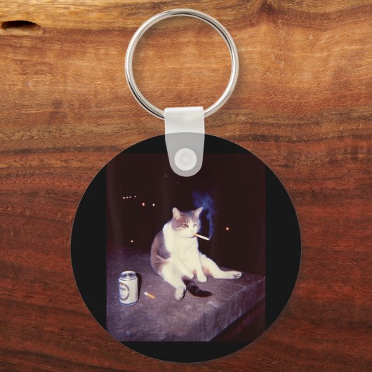 Grappig Roken Meme Sigaret Kitten Brainrot Gekke Sleutelhanger (Voorkant)