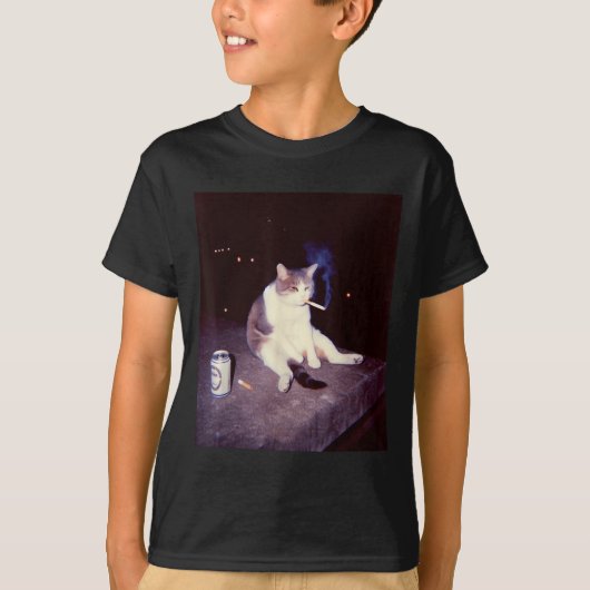 Grappig Roken Meme Sigaret Kitten Brainrot Gekke T-shirt (Voorkant)