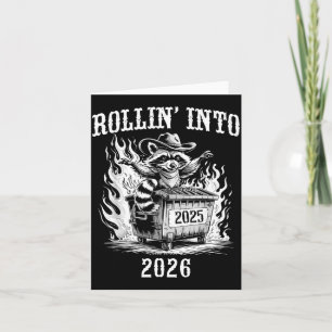Grappig Rollend Naar 2026 Vintage Nieuw Jaar Wasbe Bedankkaart