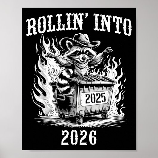 Grappig Rollend Naar 2026 Vintage Nieuwjaar Wasbee Poster (Voorkant)