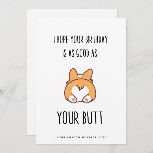 Grappig Romantic Birthday Butt Kaart voor haar (Voorkant / Achterkant)