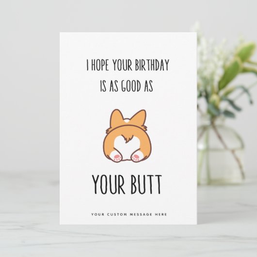 Grappig Romantic Birthday Butt Kaart voor haar (Staand voorkant)