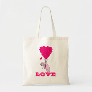 Grappig romantisch varken valentijnen liefde tote bag