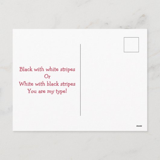 Grappig romantisch zwart wit strepen Zebra Valenti Feestdagenkaart (Achterkant)