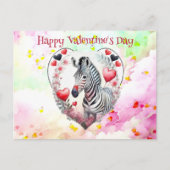 Grappig romantisch zwart wit strepen Zebra Valenti Feestdagenkaart (Voorkant)