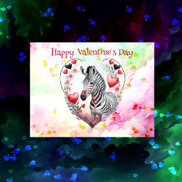 Grappig romantisch zwart wit strepen Zebra Valenti Feestdagenkaart