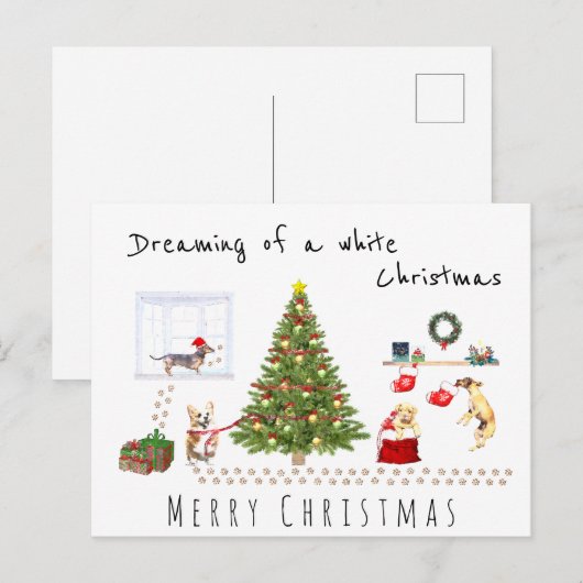 Grappig rommelige hond thuis die droomt van een wi briefkaart (Voorkant / Achterkant)