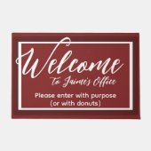 Grappig Rood Aangepaste Naam Kantoor Werkplaats De Deurmat (Voorkant)