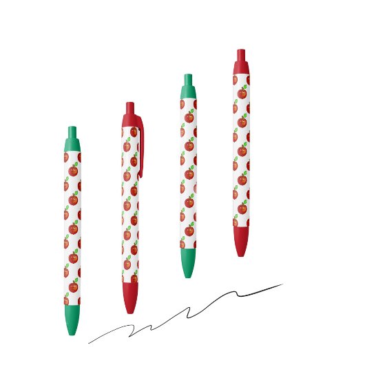 Grappig rood appelpatroon zwarte inkt pen