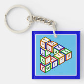 Grappig Rood Blauw Geel Groen Kind Speelgoed Block Sleutelhanger (voorkant)