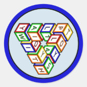 Grappig Rood Blauw Geel Groen Speelgoed Blokkeert Ronde Sticker (Voorkant)