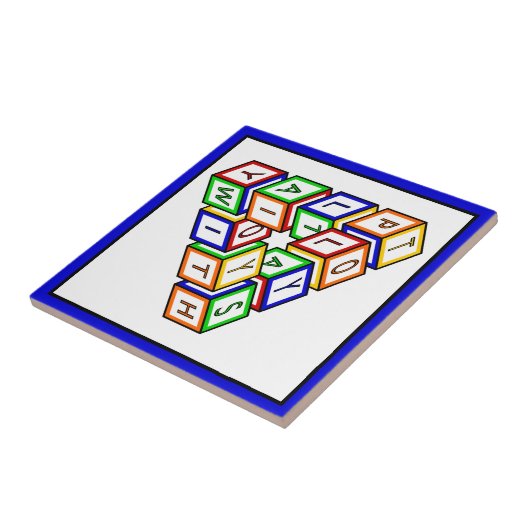 Grappig Rood Blauw Geel Groen Speelgoed Blokkeert  Tegeltje (Zijkant)