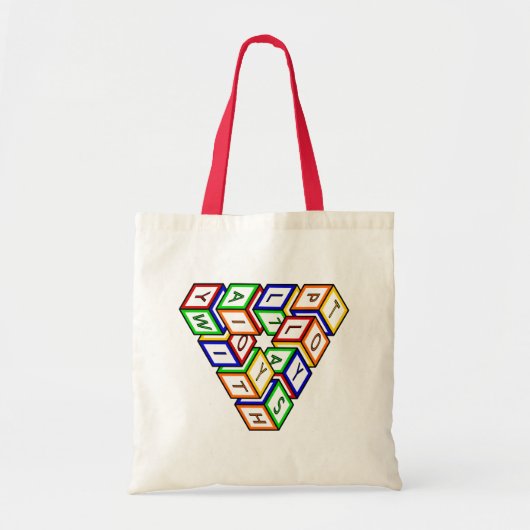 Grappig Rood Blauw Geel Groene Speelgoed Blokken V Tote Bag (Voorkant)