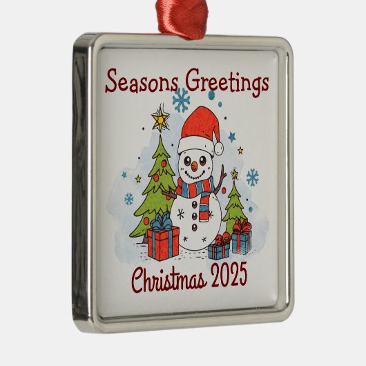 Grappig Rood & Groen Kerstfeest 2024  Metalen Ornament (Rechts)