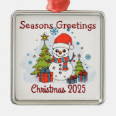 Grappig Rood & Groen Kerstfeest 2024  Metalen Ornament (Voorkant)