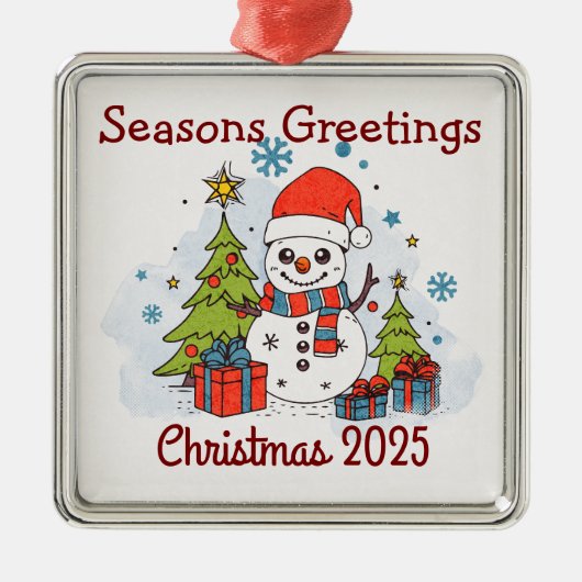 Grappig Rood & Groen Kerstfeest 2024  Metalen Ornament (Voorkant)