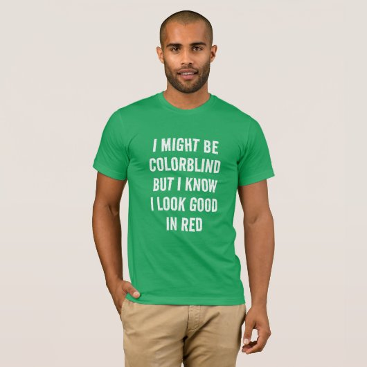 Grappig rood - Groen kleurenblind T-shirt (Voorkant volledig)