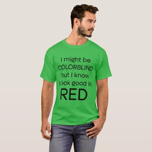 Grappig Rood - Groen Kleurenblindheid T-shirt (Voorkant volledig)