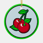 Grappig Rood Groen Zwart Kersen Fruit Pop Art Keramisch Ornament (Voorkant)
