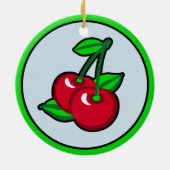 Grappig Rood Groen Zwart Kersen Fruit Pop Art Keramisch Ornament (Achterkant)