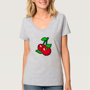 Grappig Rood Groen Zwart Kersen Fruit Pop Art T-shirt