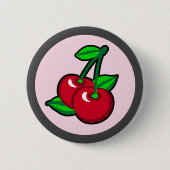 Grappig Rood Groen Zwart Roze Kersen Fruit Pop Art Ronde Button 5,7 Cm (Voorkant)