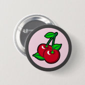 Grappig Rood Groen Zwart Roze Kersen Fruit Pop Art Ronde Button 5,7 Cm (Voorkant /achterkant)