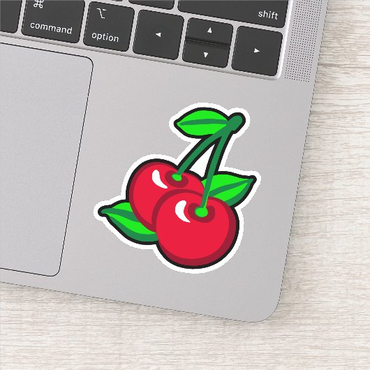 Grappig Rood Groen Zwarte Kersen Fruit Cartoon Art Sticker (Detail)