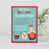 Grappig Rood Kawaii Sushi Feestelijk Kerstfeest Kaart (Staand voorkant)