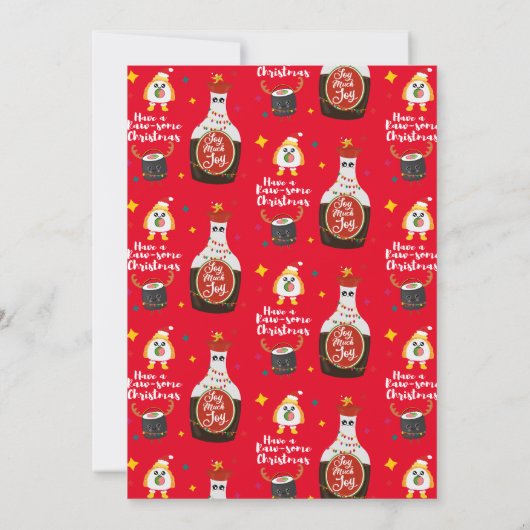 Grappig Rood Kawaii Sushi Feestelijk Kerstfeest Kaart (Achterkant)