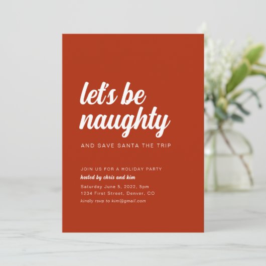 Grappig rood Kerstmis vakantie feestje uitnodigen Kaart (Staand voorkant)