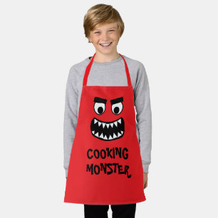 Grappig rood kookmonster keukenschort voor kindere schort