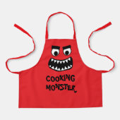 Grappig rood kookmonster keukenschort voor kindere schort (Voorkant)