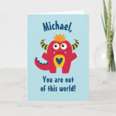 Grappig Rood Monster Gelukkige Valentijnsdag Notitiekaartje (Voorkant)