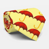 Grappig Rood paraplu patroon op geel Stropdas (Opgerold)