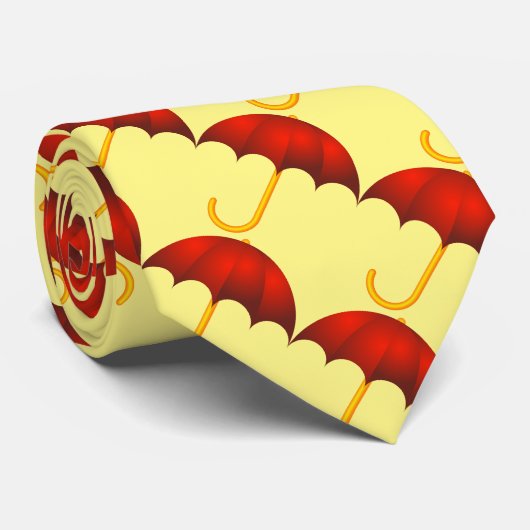 Grappig Rood paraplu patroon op geel Stropdas (Opgerold)