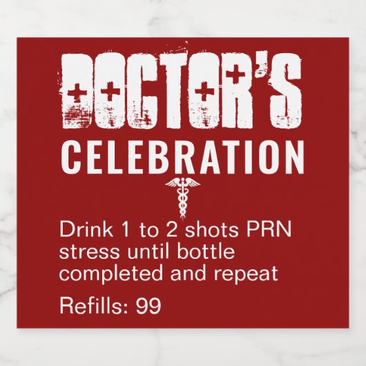 Grappig rood recept arts viering likeurfles etiket (Enkel label)