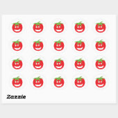 grappig rood tomatenpictogram ronde sticker (Vel)