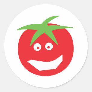 grappig rood tomatenpictogram ronde sticker
