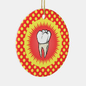 Grappig Rood Wit Beige Extracted Molar Starburst Keramisch Ornament (Rechts)