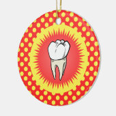 Grappig Rood Wit Beige Extracted Molar Starburst Keramisch Ornament (Links)