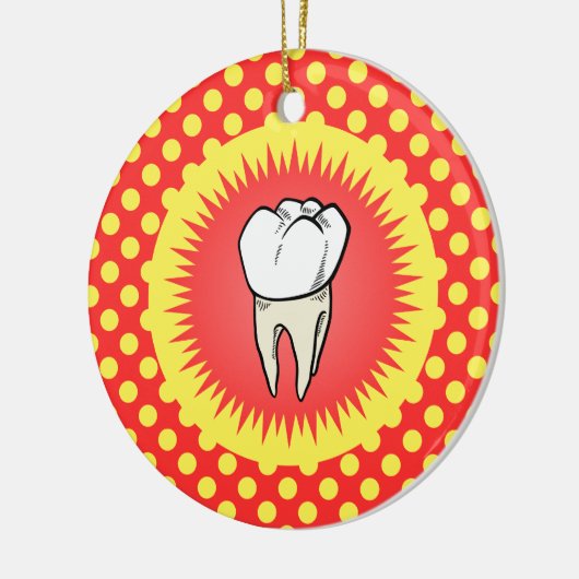 Grappig Rood Wit Beige Extracted Molar Starburst Keramisch Ornament (Links)