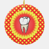 Grappig Rood Wit Beige Extracted Molar Starburst Keramisch Ornament (Achterkant)