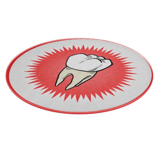 Grappig Rood Wit Beige Extracted Molar Starburst Snijplank (Hoek)