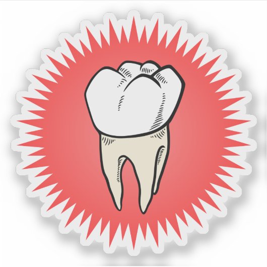 Grappig Rood Wit Beige Extracted Molar Starburst Sticker (Voorkant)