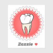 Grappig Rood Wit Beige Extracted Molar Starburst Sticker (Vel)