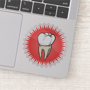 Grappig Rood Wit Beige Extracted Molar Starburst Sticker