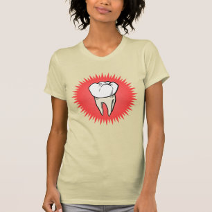 Grappig Rood Wit Beige Extracted Molar Starburst T-shirt