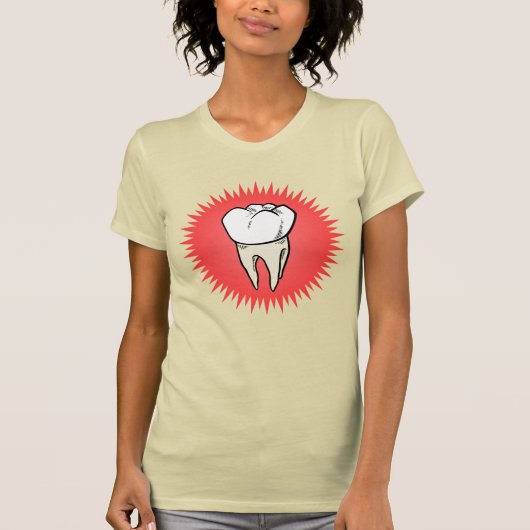 Grappig Rood Wit Beige Extracted Molar Starburst T-shirt (Voorkant)