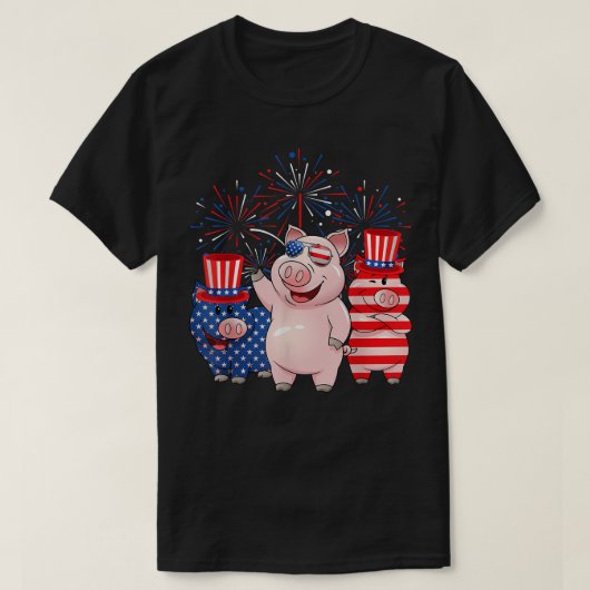 Grappig rood wit blauw varken Amerikaanse vlag boe T-shirt (Design voorkant)